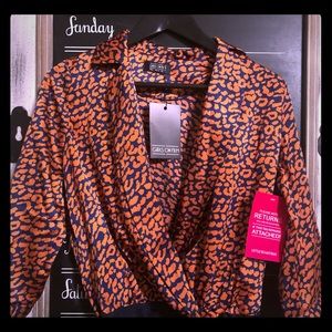 Little Mistress Leopard Mock Wrap Bodysuit